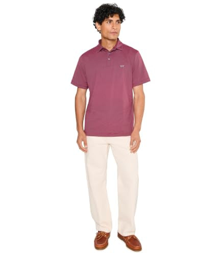 Vineyard Vines St. Jean Stripe Sankaty Polo Large Coastal Crimson Men’s Performance Shirt