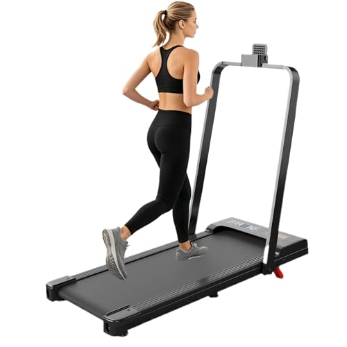BARWING Foldable Incline Walking Pad Treadmill with Handles, 3.0HP Quiet Motor, 7.5 MPH, Black