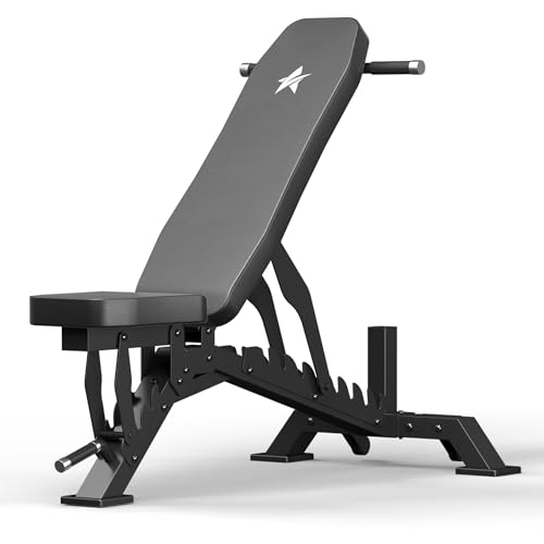 Black Adjustable Weight Bench 1300LB Capacity for Home Gym, Flat & Incline with 33" Backrest