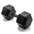 CAP 65 lb Black Rubber Coated Hex Dumbbell - Anti-Roll, Comfort Grip Handle