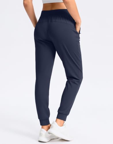 Women's Joggers with Zipper Pockets - Medium Navy Athletic Workout Pants