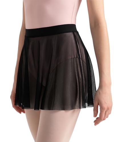 Women Ballet Skirt Chiffon Wrap Dance Skirt Mesh Sheer Pull-On Style - Black, Medium