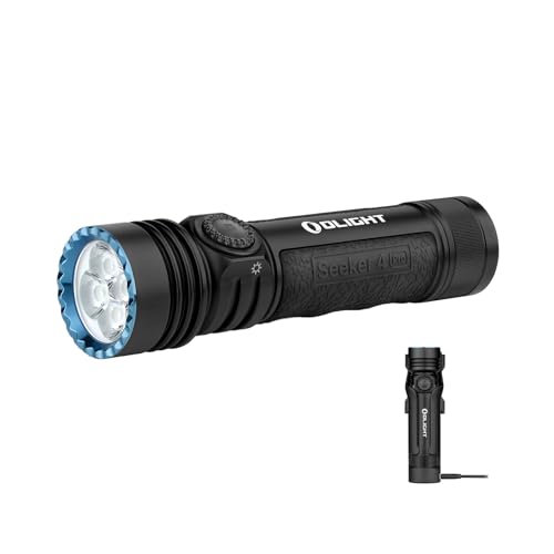 Rechargeable LED Flashlight with Holster – High Lumens, Waterproof, Black, Variations of Cool White