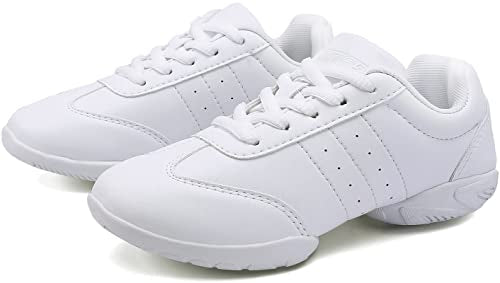 BAXINIER Girls White Cheerleading Dance Shoes - Toddler Size 9, White 6683