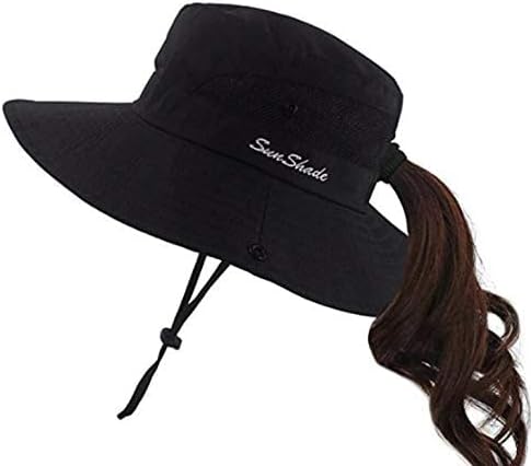 Skiennix Women's UV Protection Wide-Brim Sun Hat - Foldable Beach & Fishing Hat with Ponytail Hole