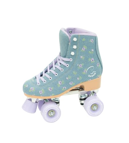 High-Top Quad Roller Skates for Girls and Women - Floral Field Variation, Size 9 Women / 8 Men
