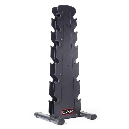 CAP Black 6-Tier Dumbbell Rack for Home Gym 210lb Capacity Space-Saving Steel