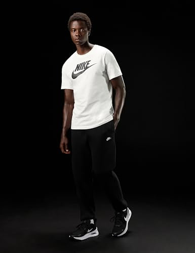 Nike Men's Club Cuffed Brushed Fleece Pants - Medium Black/White