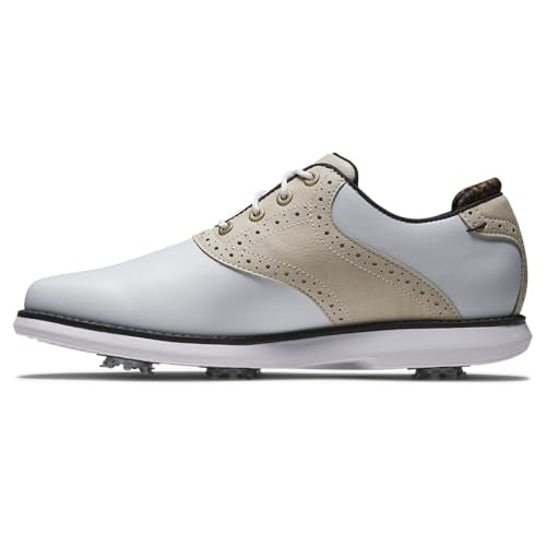 Golf Shoes Women Waterproof Performance Style with Clear Variation - 8.5 White Tan Black