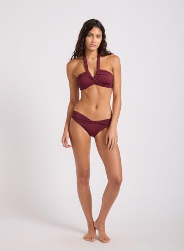 Seafolly Women's Halter Bandeau Swimsuit - Dark Burgundy, Size 4