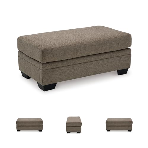 Dark Brown Oversized Upholstered Ottoman - Modern Living Room Footrest, 44" W