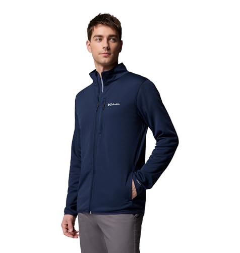 Columbia Men's Essential Hike Grid Fleece Jacket Large Collegiate Navy - Active Fit, Full Zip, Moisture-Wicking