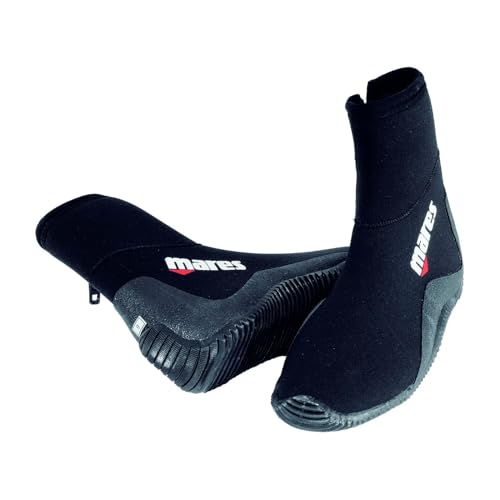 Mares 5mm Neoprene Dive Boots for Men & Women - Wide Toecap, Side Zip, Levelled Sole, Size 10/11
