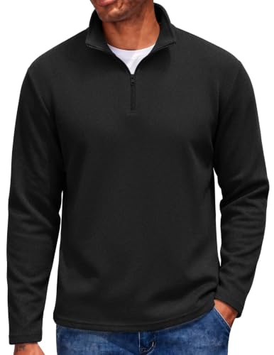 Men's Quarter Zip Pullover Sweatshirt - Medium Black