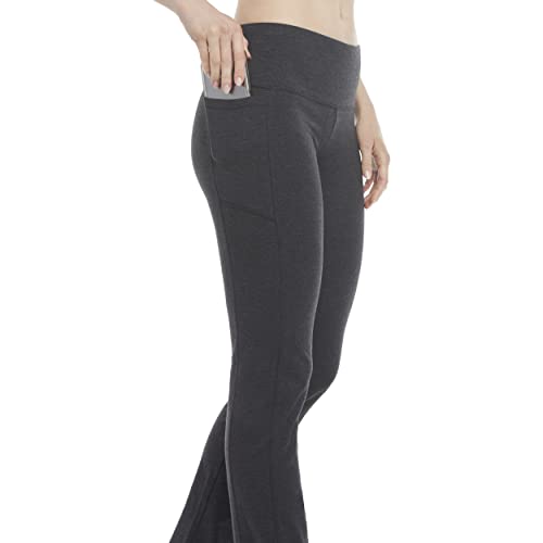 Women's Cotton Stretch Yoga Pants Large Charcoal Heather - Energy Zone
