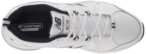 New Balance Men's 608 V5 Cross Trainer Shoes - 10.5 Wide White/Navy