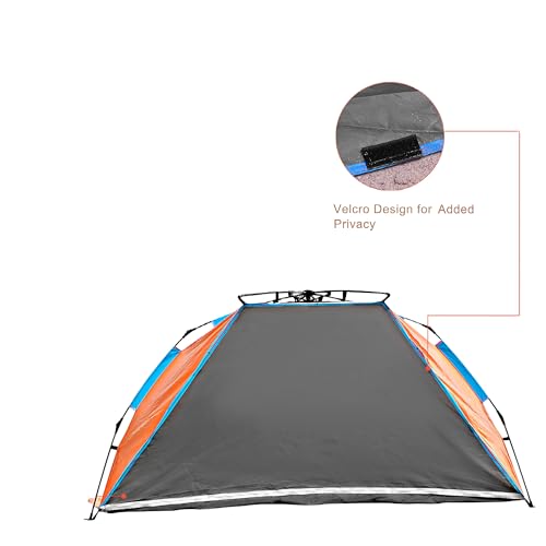 Oileus Extra Large 4-Person UV Beach Tent with Sand Pockets - Orange