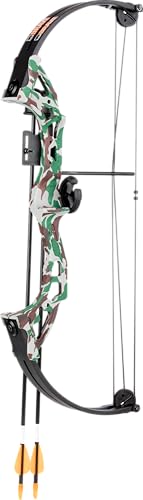 Camo Youth Compound Bow for Beginners with Accessories - 26-inch, 25lb Draw