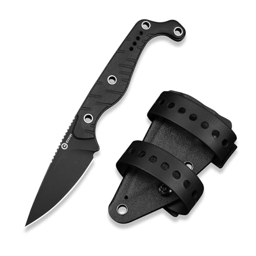 CIVIVI SOKN Fixed Blade Knife Black/Black Sheath 2.82" Nitro-V Steel Tactical Knife