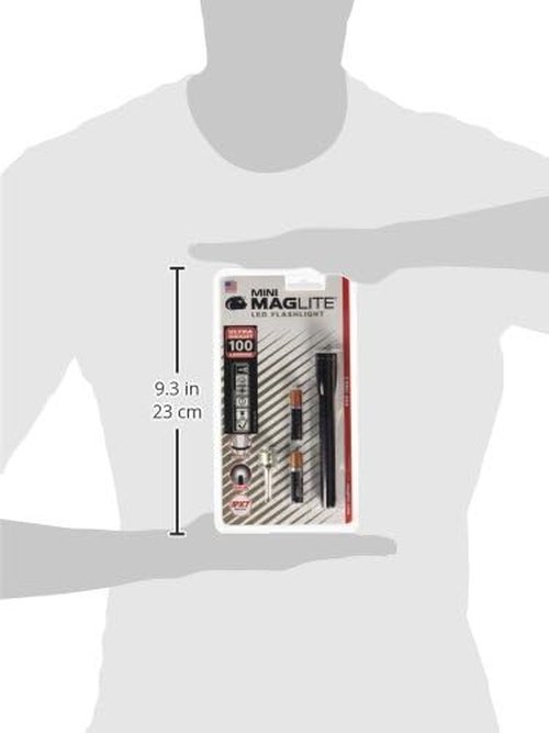 Maglite Mini LED Flashlight - Compact & Water-Resistant, Twist On/Off - Black, 2-Cell AAA Battery Powered