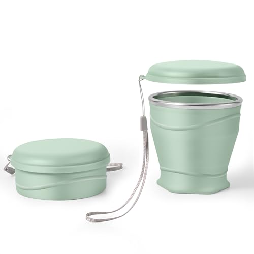 Light Green Collapsible Silicone Cup 8.8oz BPA-Free Travel Drinkware
