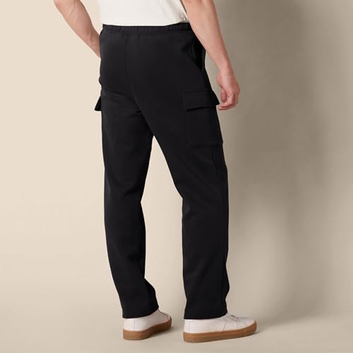 Men's Relaxed Fit Cargo Fleece Sweatpants - Large Black