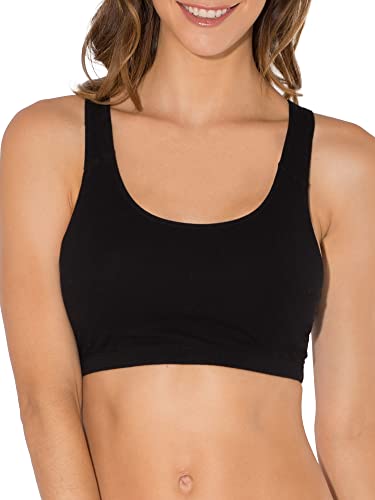 Fruit of the Loom Women's Wireless Cotton Sports Bra 3-Pack - Red Hot with Black & Charcoal, Size 38