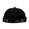 Mens Corduroy Black Skullcap Beanie Hat - Rolled Cuff Retro Sailor Cap
