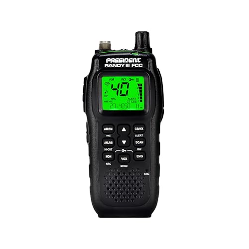 President Randy III FCC Handheld CB Radio with P Channels, 7-Color Display & VOX - Model TXUS722