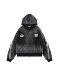 Aelfric Eden Black Medium Stripe Washed Zip Hoodie Unisex Graphic Sweatshirt
