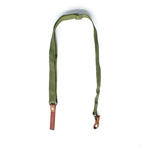 Vintage Canvas Rifle Sling with Genuine Leather Connectors Adjustable Strap