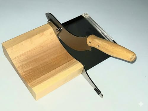 Stainless Steel Biltong Slicer with Magnetic Detachable Tray, Wooden Base