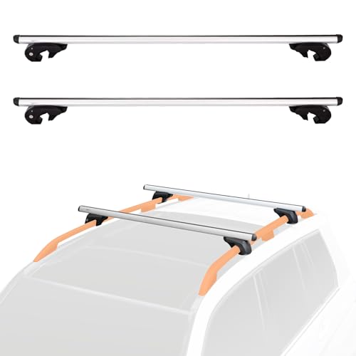 Amazon Basics 56-inch Cross Rail Roof Rack for SUVs & Cars, 2-Pack, Black/Silver