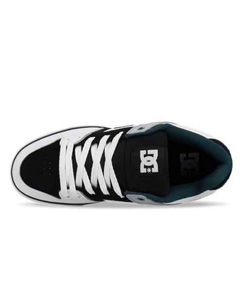 DC Men's Pure Skate Shoe, White/Black/Teal, 18
