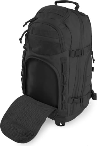 HIGHLAND TACTICAL Foxtrot 38L Large Black Tactical Backpack for Hiking & Travel