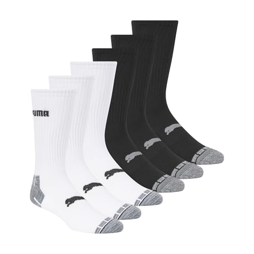 Men's Crew Socks 6-Pack - White Black Grey - Size 10-13