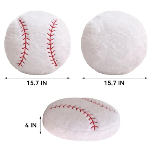 Baseball Throw Pillow - Soft Fluffy Decorative Round Ball Pillow, 15.7 Inch - Baseball Variation