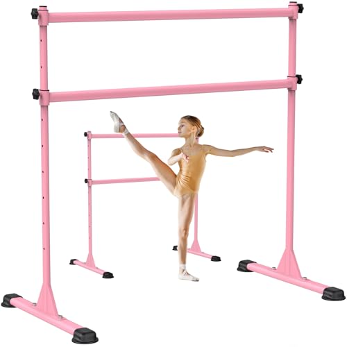 Pink 4ft Adjustable Freestanding Ballet Bar for Kids & Adults - Heavy Duty Dance & Yoga Equipment