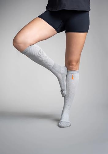 Therapeutic Knee-High Socks for Men and Women - Grey, Large - Heat-Activated Circulation & Pain Relief