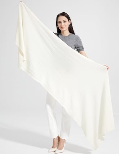 White Cashmere Blend Wrap Scarf for Women - Large 87x28 Travel & Fashion Accessory - Variation: White
