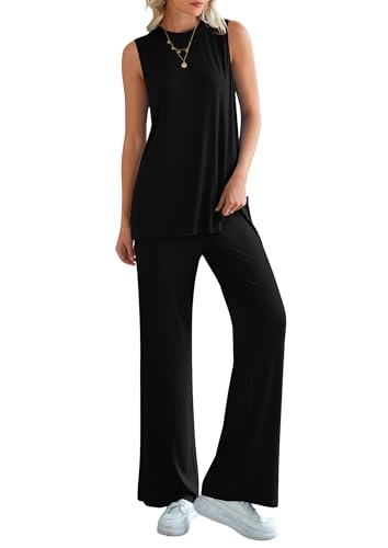 PRETTYGARDEN 2 Piece Lounge Sets for Women Travel Outfits X-Large Black