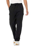 Men's Relaxed Fit Cargo Fleece Sweatpants - Large Black