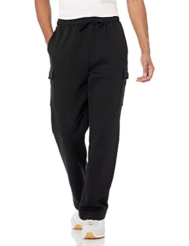 Men's Relaxed Fit Cargo Fleece Sweatpants - Large Black