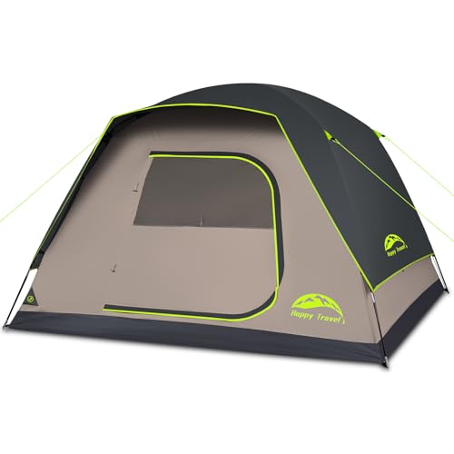 Black 6-Person Dome Camping Tent with Rainfly, Spacious & Waterproof