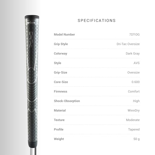 Golf Grip Bundle - 9 Jumbo Dark Gray Round Grips for Men