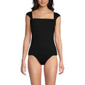Lands' End Women's Square Neck Underwire Tankini Top - Black, Supportive Swimsuit