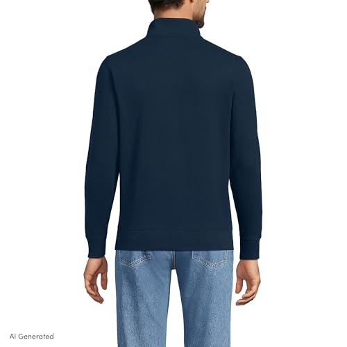 Lands' End Bedford Rib Quarter Zip Sweater - Large Radiant Navy
