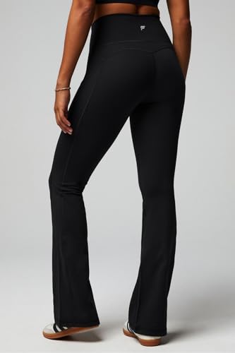 Fabletics Women's Oasis Pureluxe High-Waisted Kick Flare Leggings - Light Compression, Soft - XX-Large Black