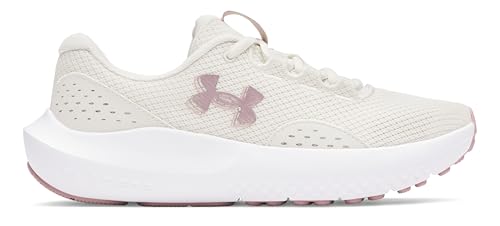 Under Armour Women's Charged Surge 4 Running Shoe - Off White Pink, Size 8