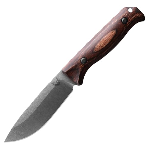Benchmade Saddle Mountain Skinner Hunting Knife - Stabilized Wood, Stonewash Finish, S30V Steel Blade